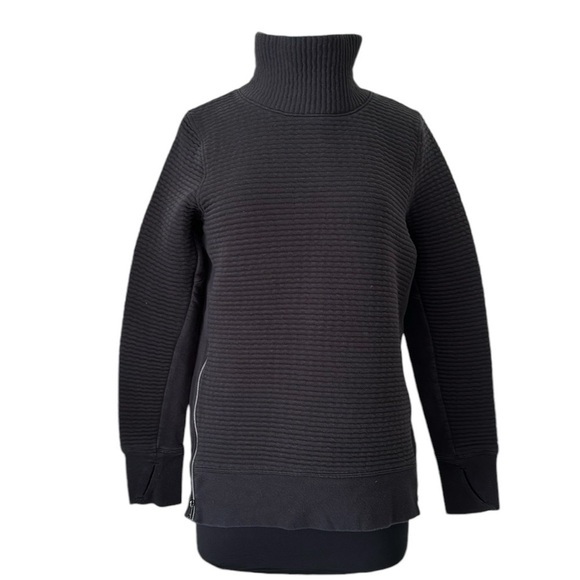 All in motion, black textured mock neck, pullover with side, zippers size medium - Picture 1 of 8